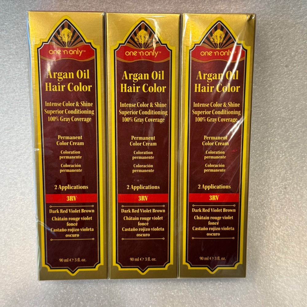 One 'n Only Argan Oil‎ Permanent Hair Color 3RV Dark Red Violet Brown 3oz 3-Pack